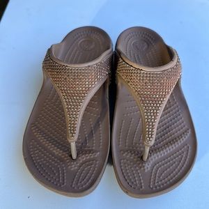 Crocs brand thong sandal in brown